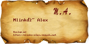 Mlinkó Alex névjegykártya